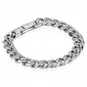 Stainless Steel Cuban Link Bracelet With Cubic Zirconias