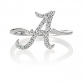 University Of Alabama 14K White Gold Spirit A Diamond Ring (Size 6)