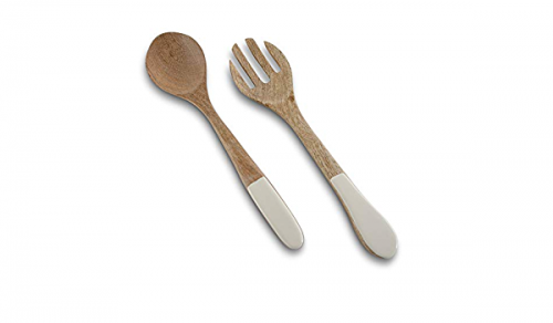 Ivory Enameled Light Mango Wood Salad Servers