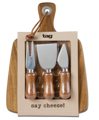 Wooden Cheese Tray with Tools