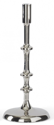 Silver Metal Ribbed Taper Candlestick 14.5in