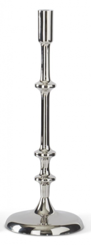 Silver Metal Ribbed Taper Candlestick 16.25in
