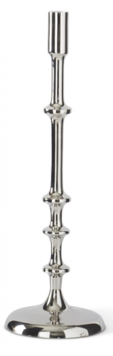 Silver Metal Ribbed Taper Candlestick 18.5in