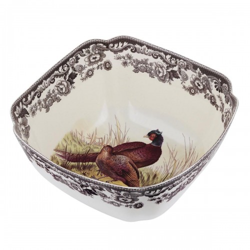 Deep Square Serving Bowl - Pheasant