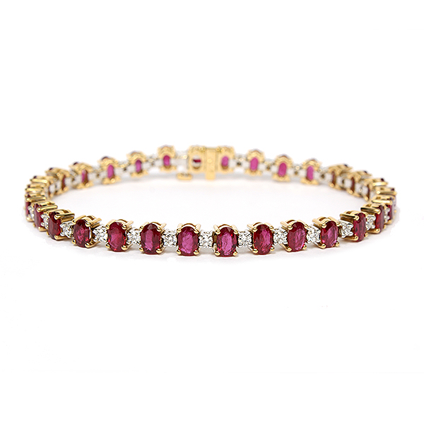 18K Yellow Gold Ruby And Diamond Bracelet 22210021