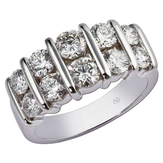 Two Row Diamond Band Ring