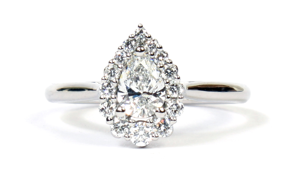 Platinum 0.50 De Beers Forevermark Pear 0.27 CTW Diamond Ring