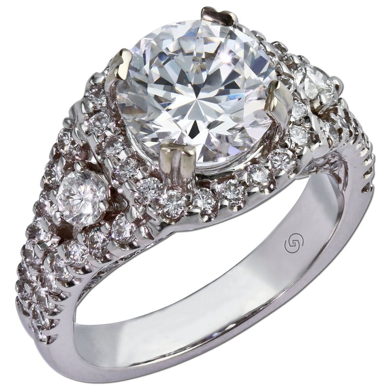 14K White Gold Halo Diamond Semi-Mount Engagement Ring - 116-15026