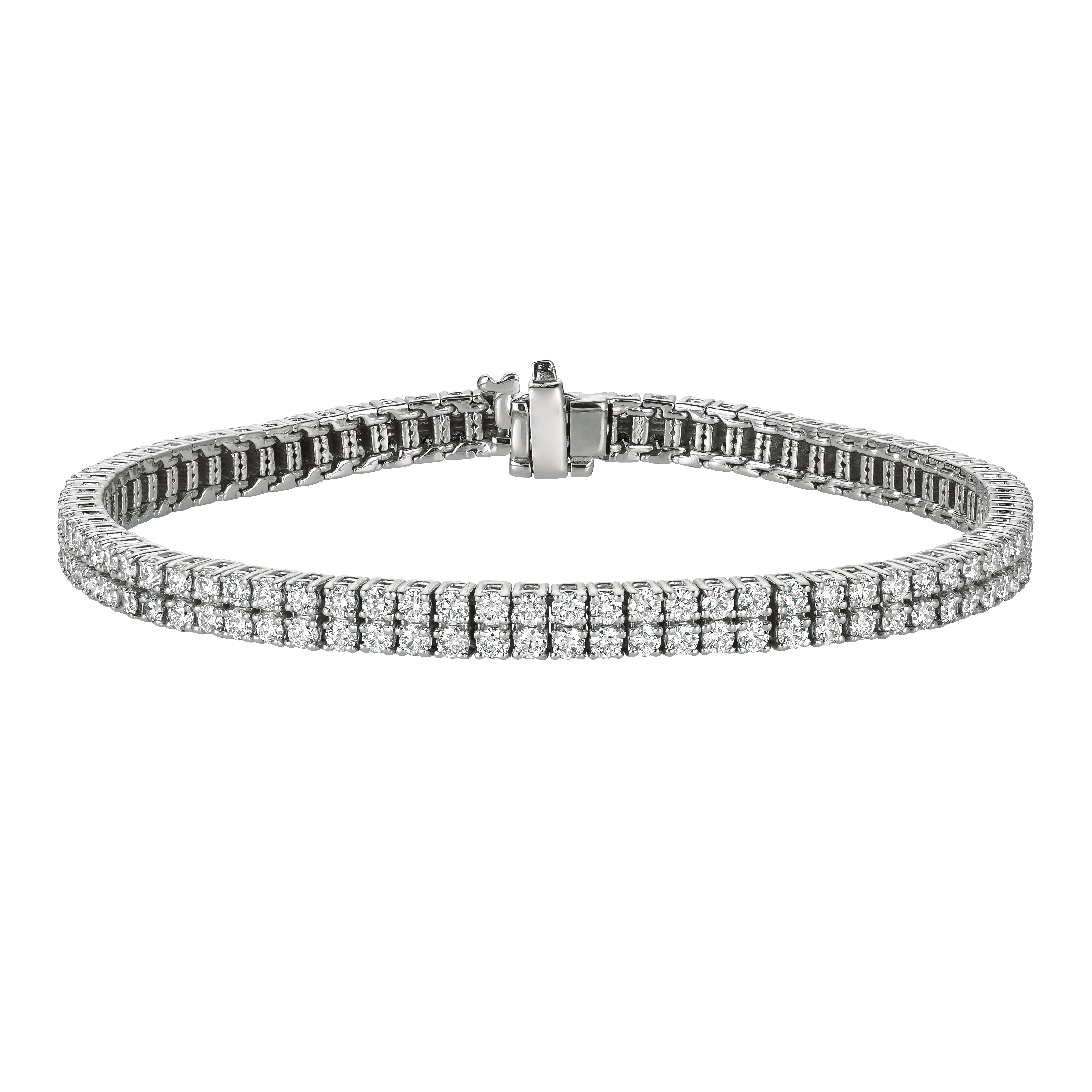 14k White Gold Diamond Double Row Tennis Bracelet 120 10450