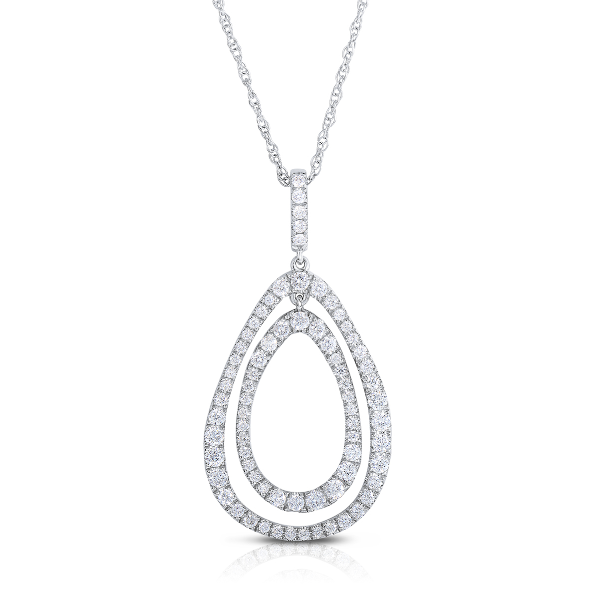 14K White Gold Diamond Double Teardrop Pendant - 130-13088