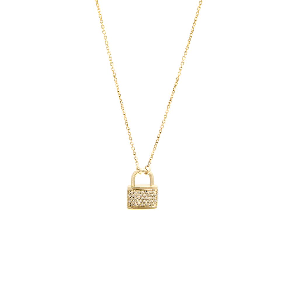 14K Padlock Necklace with Pendant