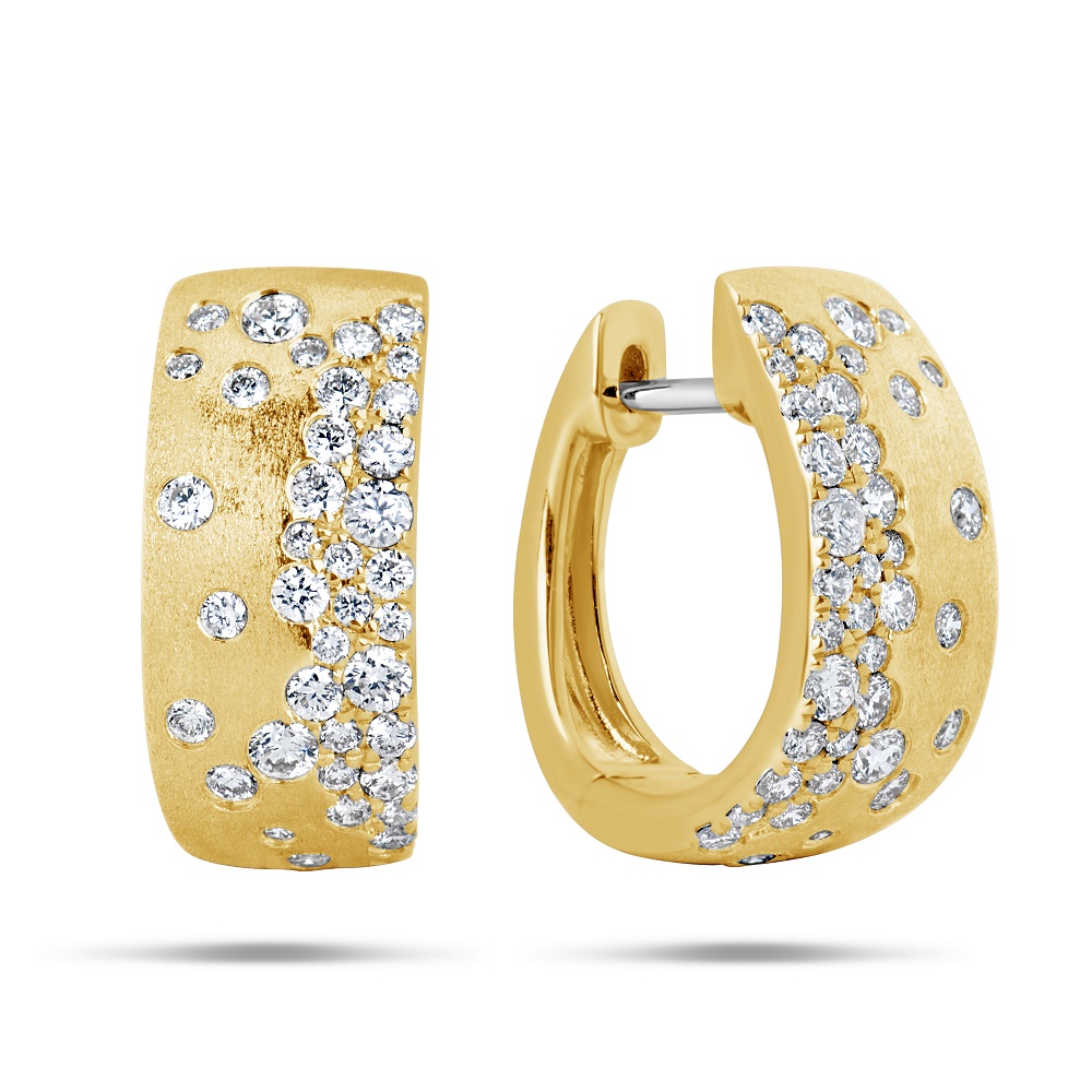 Yellow gold earrings with diamonds 0,16 ct - fineness 14 K