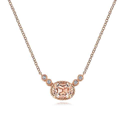 14k Rose Gold Oval Morganite And Diamond Pendant 234 14k Rose Gold Oval Morganite And Diamond Pendant 234