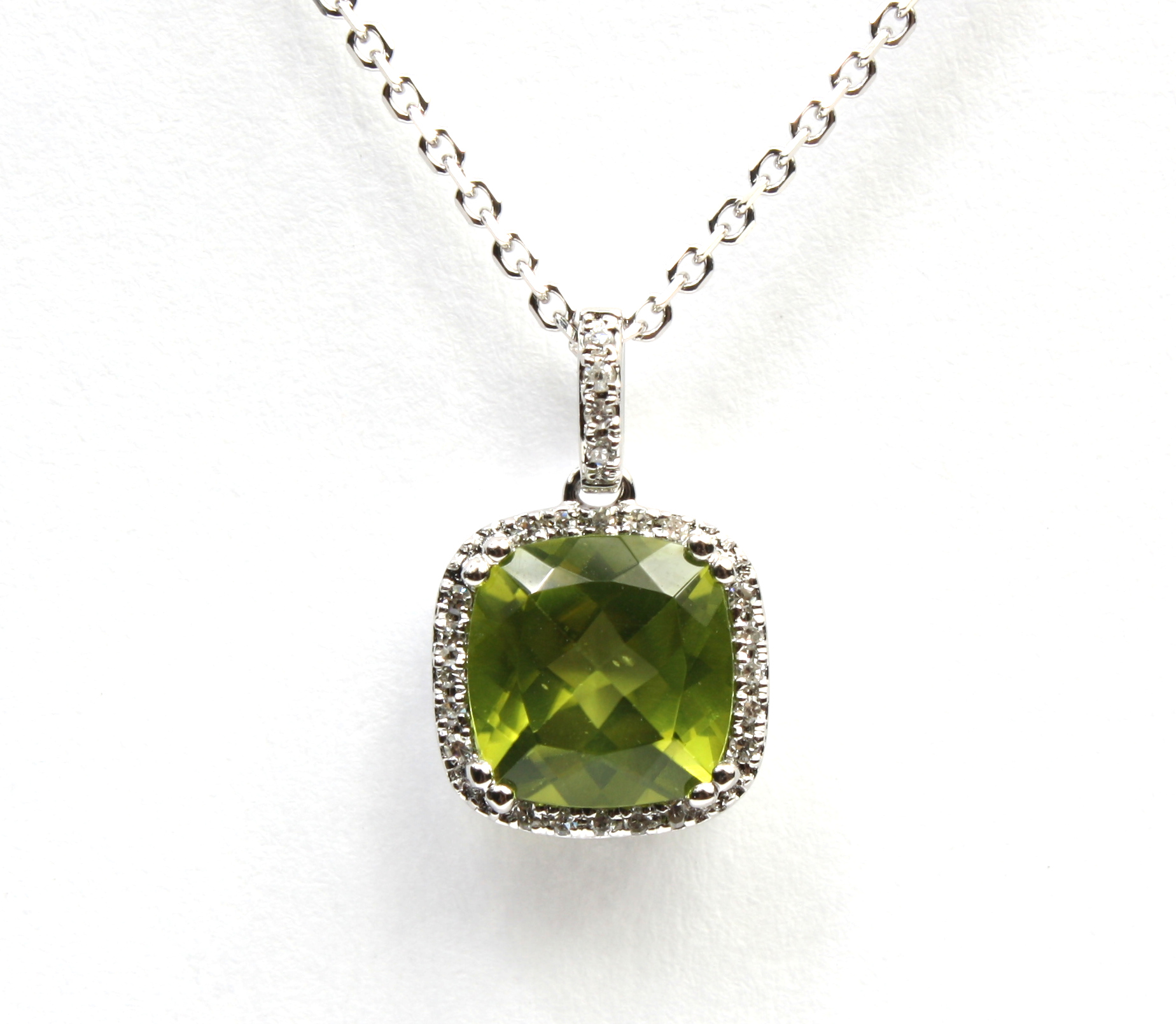 14K Rose Gold Peridot and Diamond Pendant