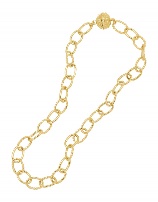 Sterling Necklace with 14K Gold Clasp