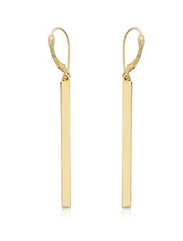 14K YELLOW GOLD LONG SQUARE COLUMN DROP EARRINGS 640 11448
